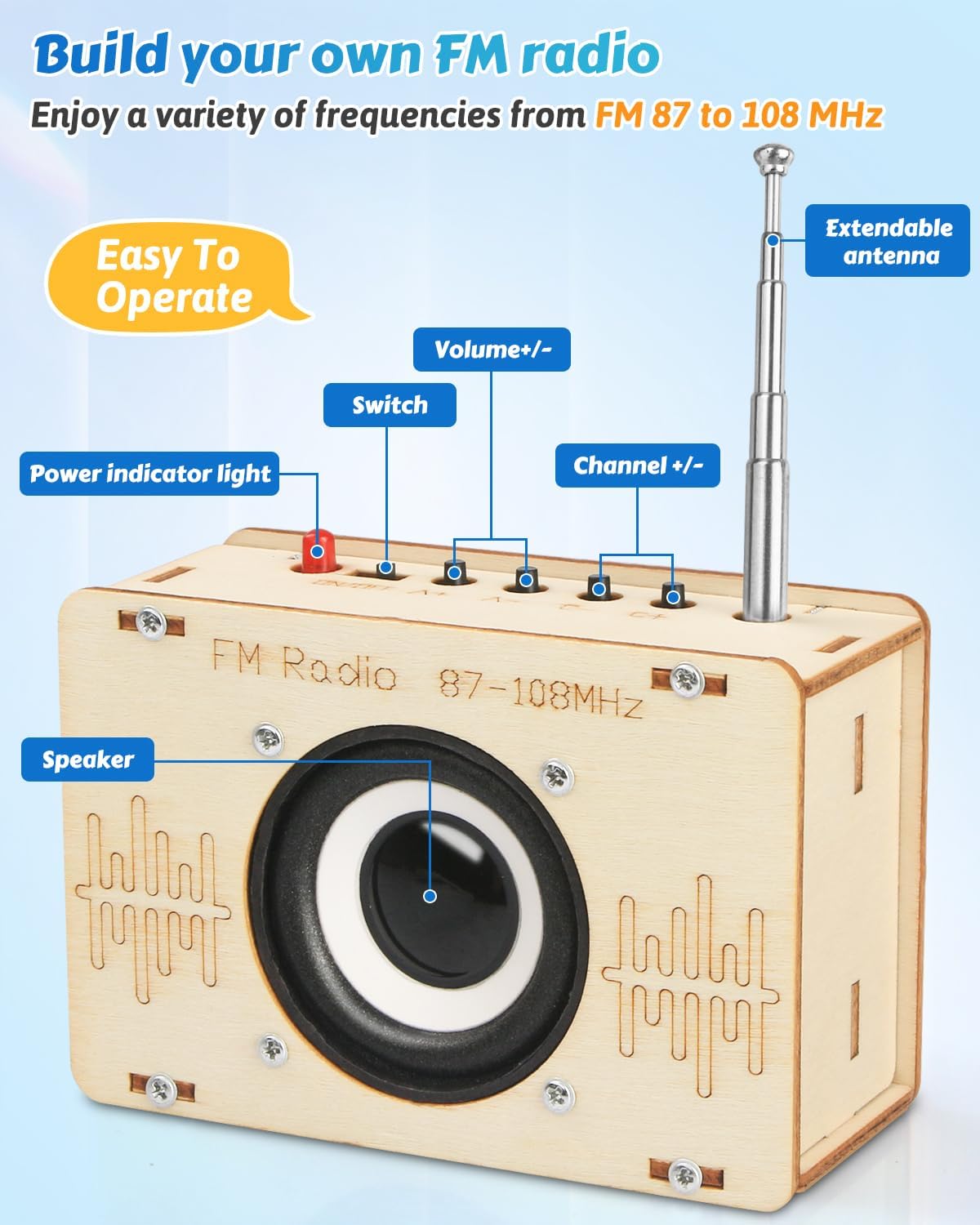 STEM DIY FM Radio Kit – Electronic Circuit Building Project for Kids & Teens