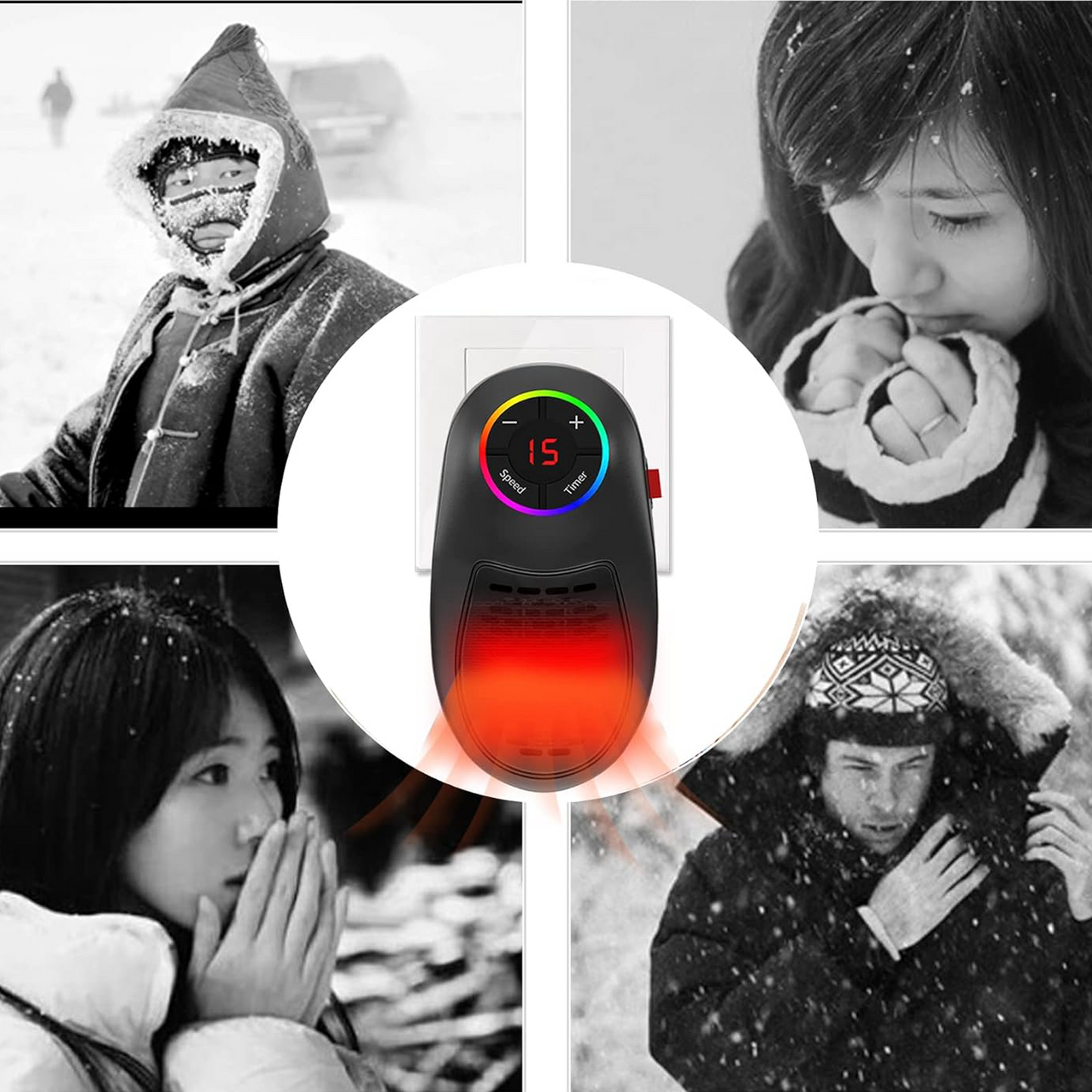 Plug-in Ceramic Heater 1000W – Portable, Energy-Saving, with Timer & Adjustable Thermostat