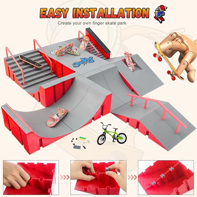 6-in-1 Finger Skateboard Ramp Set – Large Skatepark Kit for Fingerboard Training