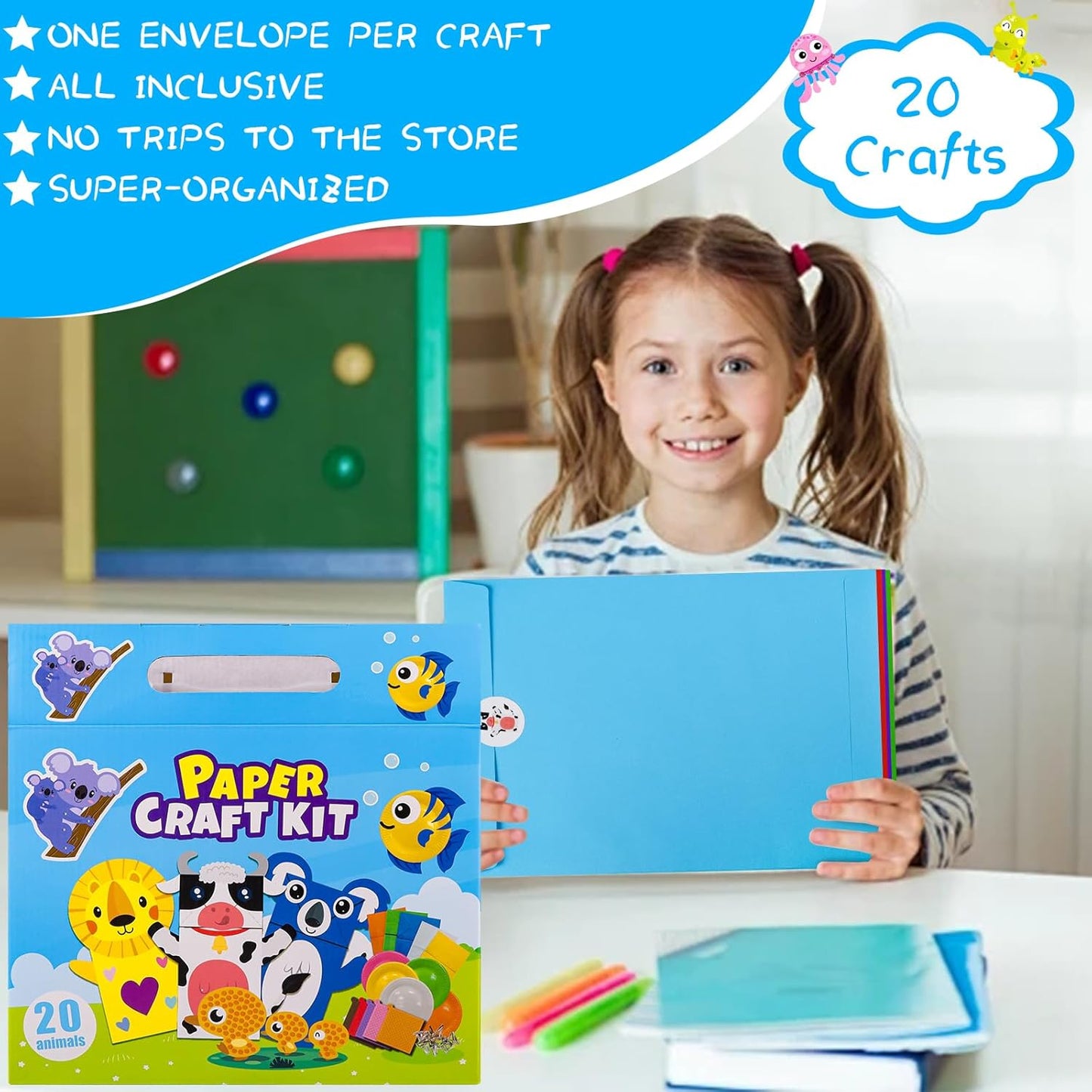 Animal Arts & Crafts Kit for Kids 4-6 – All-Inclusive Craft Box with Paper Plates & Puppets