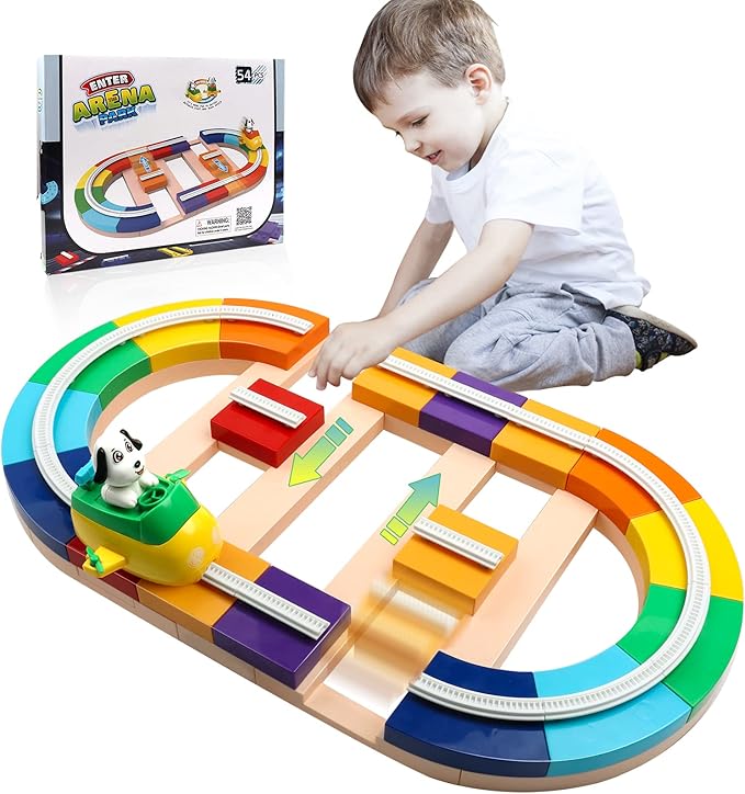 Slot Car Race Track Set – 36-Piece Colorful Building Blocks with Electric Car | Fun Racing Track for Boys and Kids
