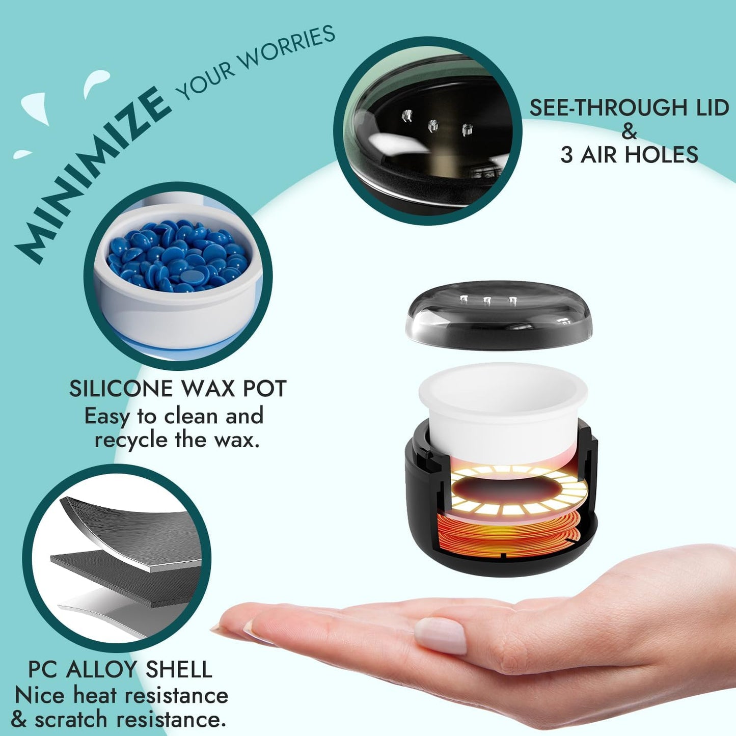 Mini Facial Hair Wax Heater Kit – 10 Wax Beads & Portable Hair Removal Set