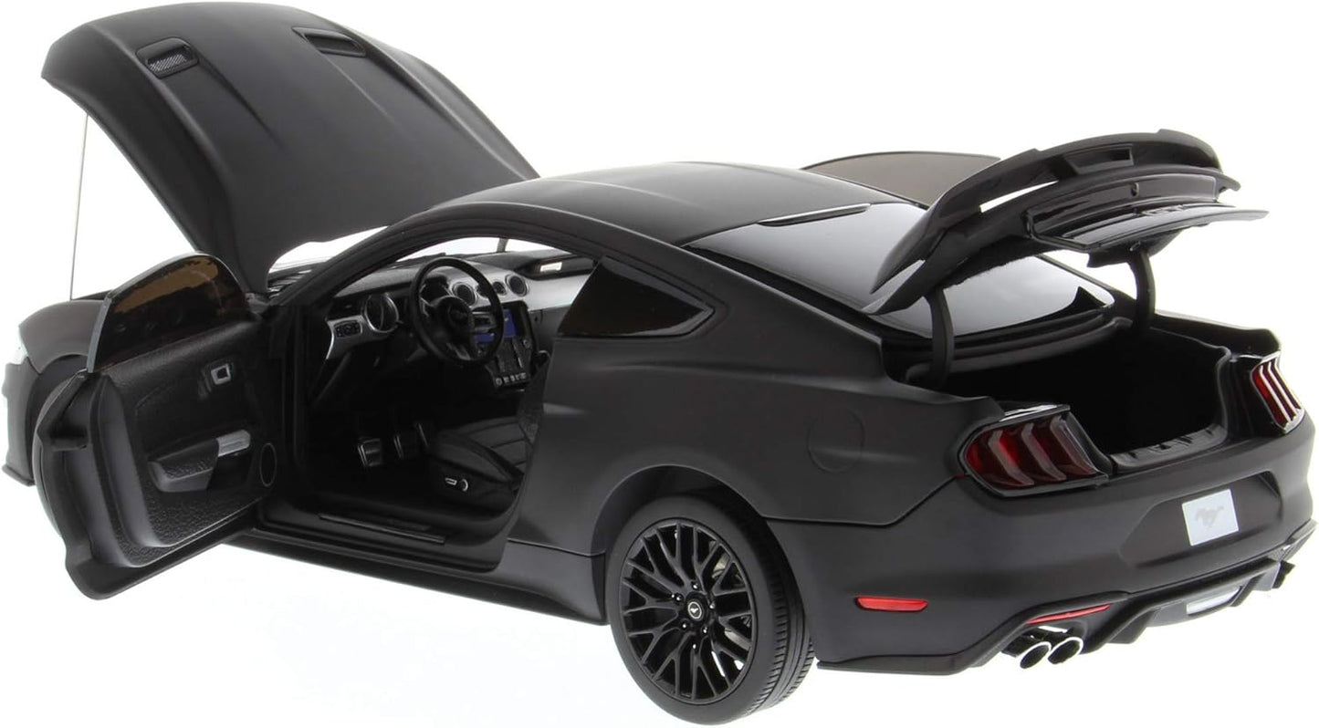 1/18 Scale 2019 Mustang GT 5.0 Diecast Model Car Matte Black Collectible with Removable Parts
