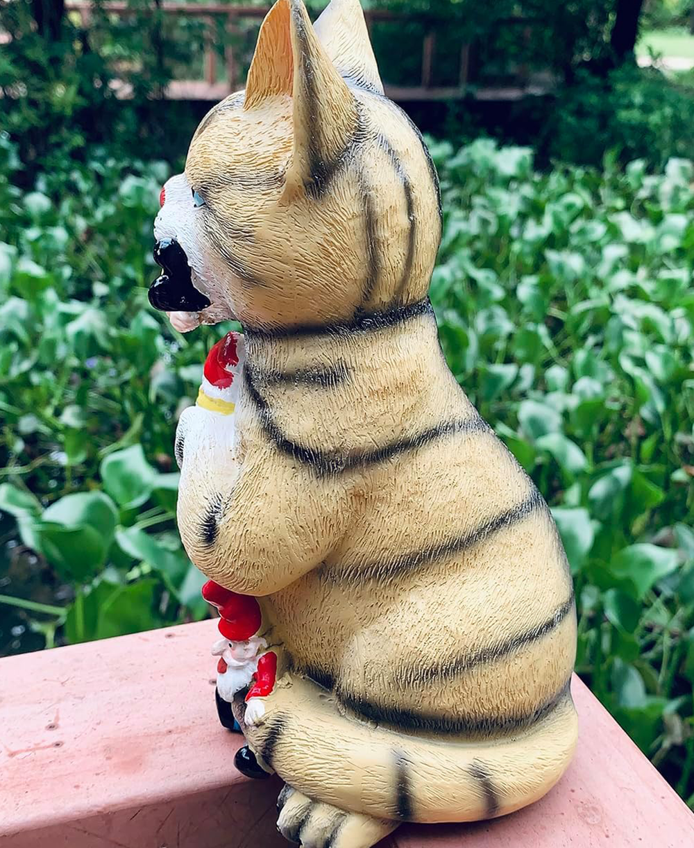 Cat Gnome Statue – Funny Garden Decor for Lawn, Patio & Yard