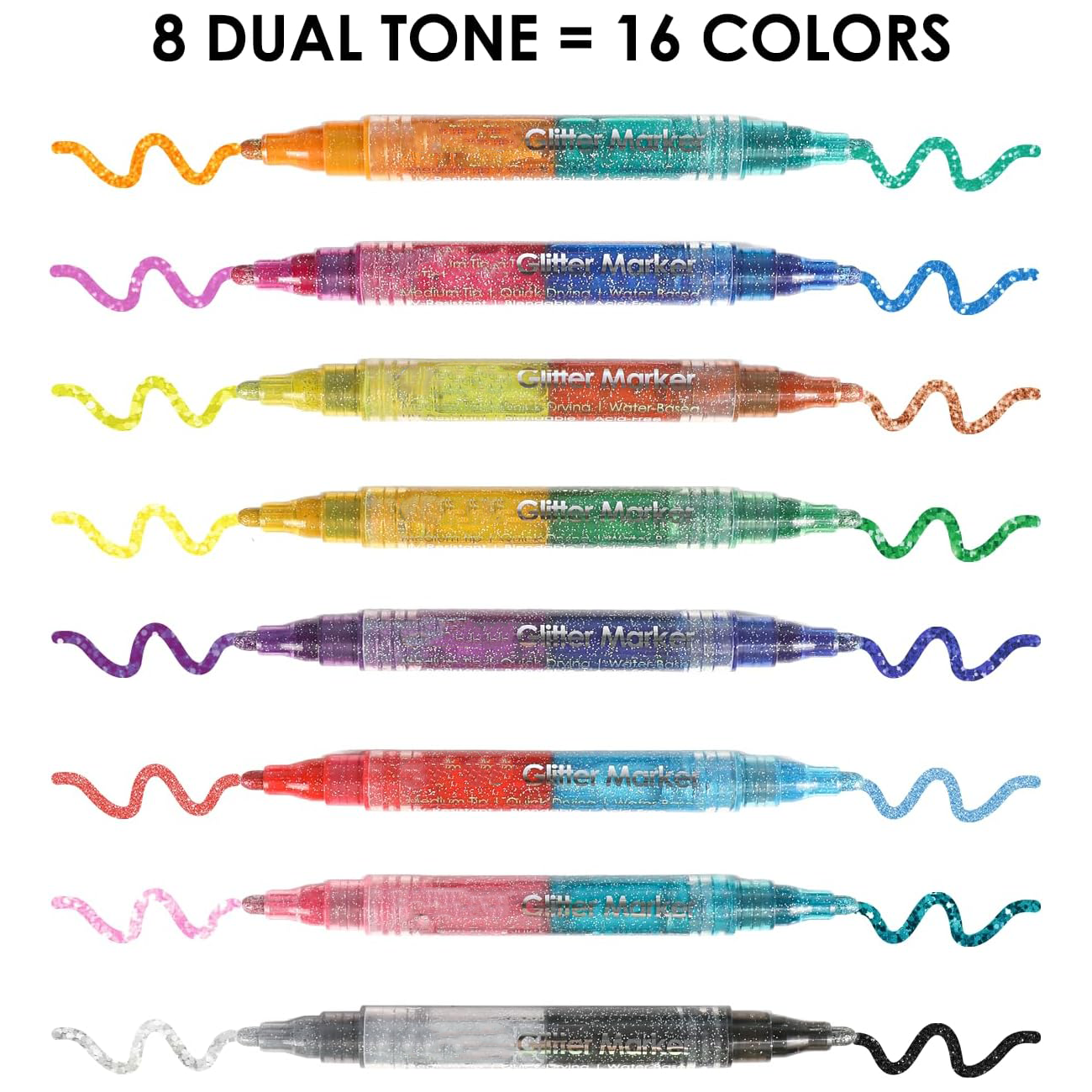 24-Pack Metallic Glitter Markers – Fine Tip Acrylic Paint Pens for DIY Crafts & Art Projects