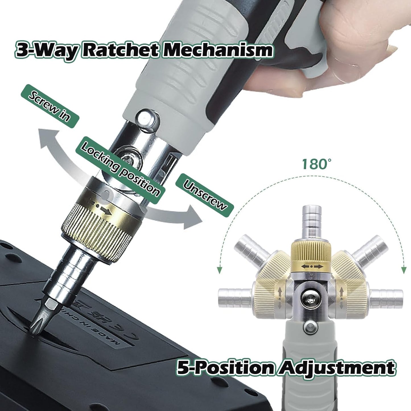16-in-1 Ratchet Screwdriver Set – Adjustable 180° Rotation & Hidden Bit Storage