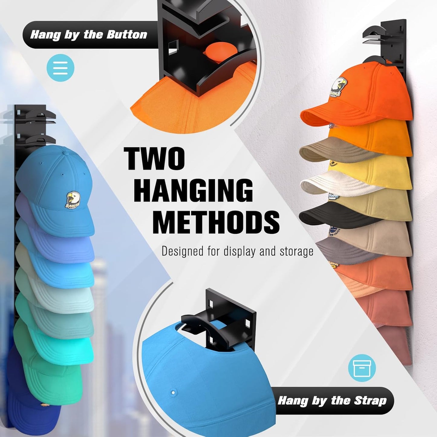 Baseball Cap Organizer (Set of 1) – Wall-Mounted Hat Rack with Strong Adhesive