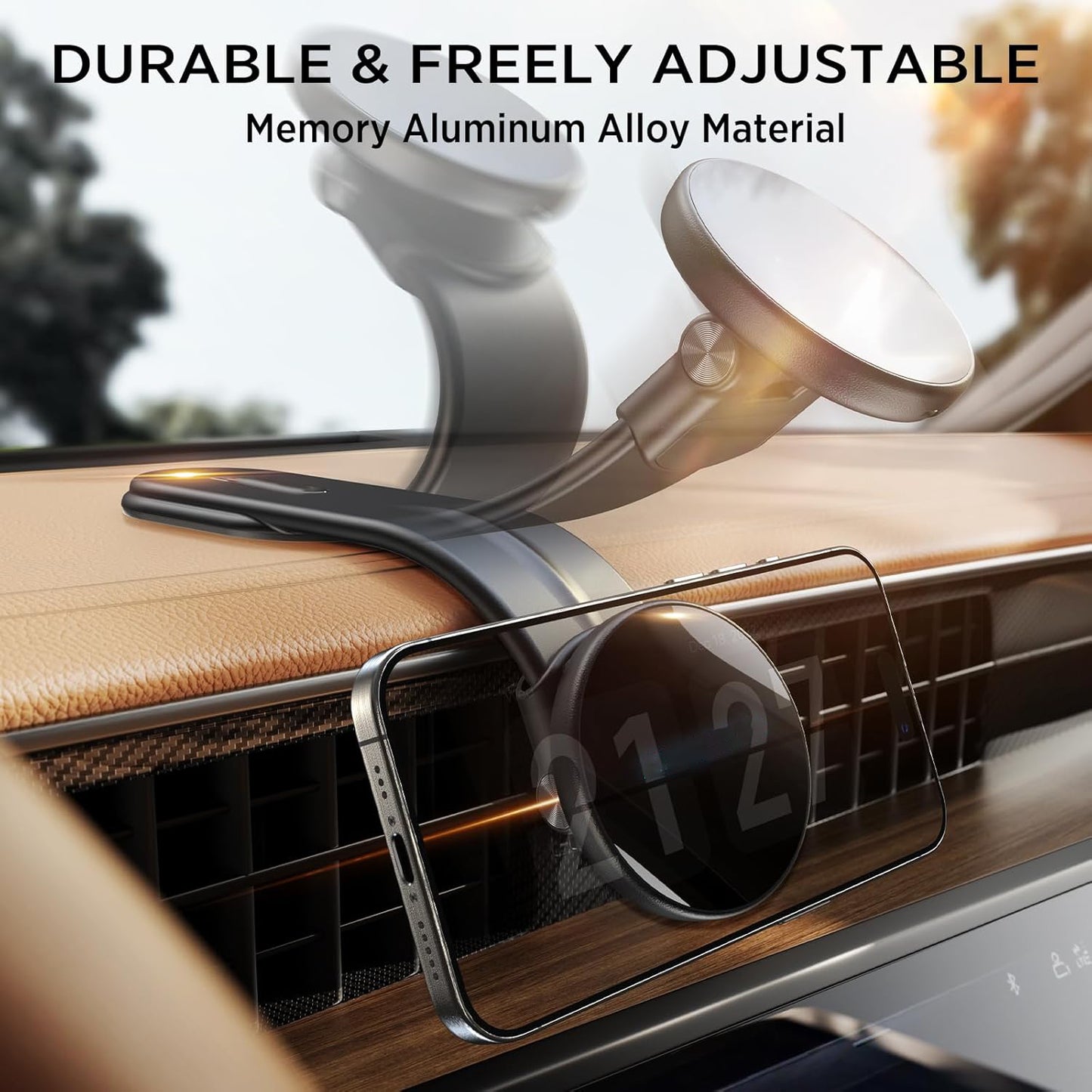 15W MagSafe Car Charger Mount – 360° Adjustable Aluminum Alloy Arm