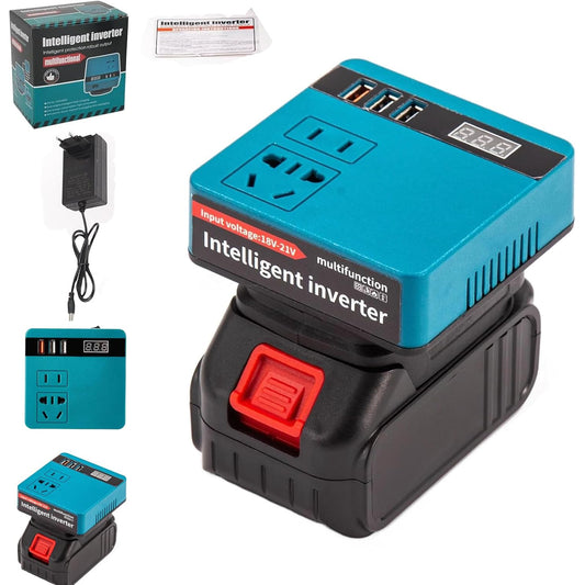Smart Inverter with Lithium Battery – 21V to 220V AC Portable Power Inverter