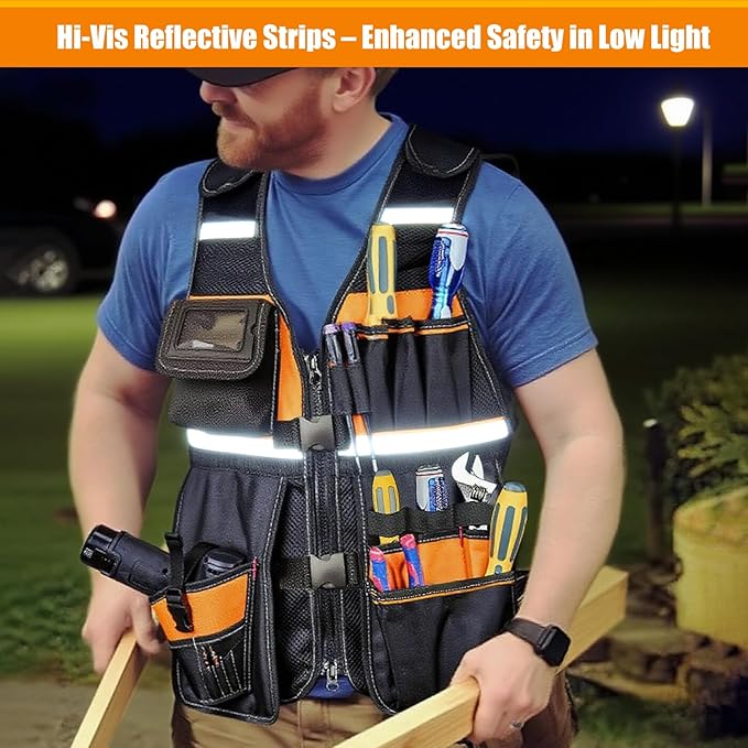 Multi-Functional Work Tool Vest | Electrician, Carpenter & Handyman Utility Vest