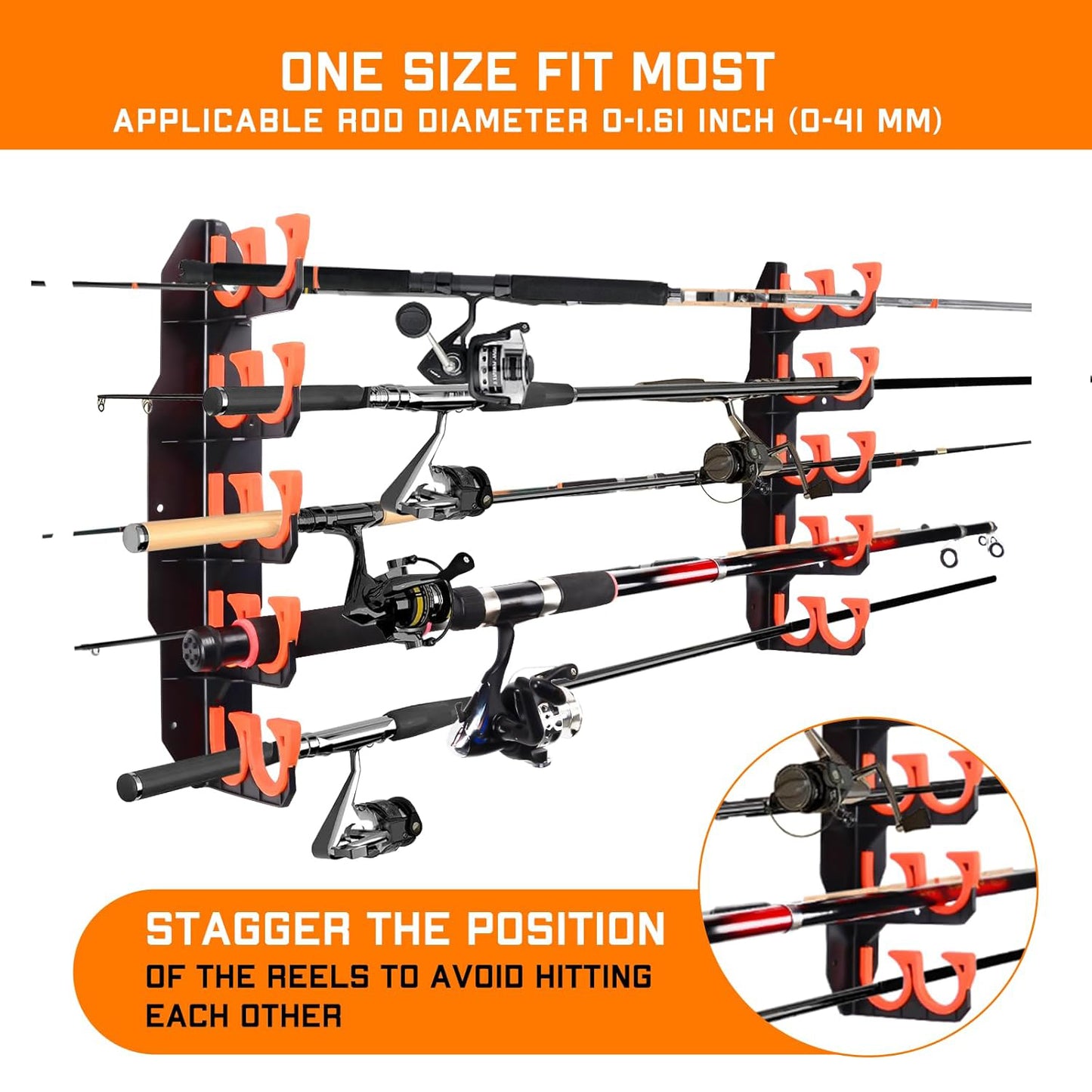 Garage Fishing Rod Rack – Wall & Ceiling Mounted Rod Holder for 10 Rods