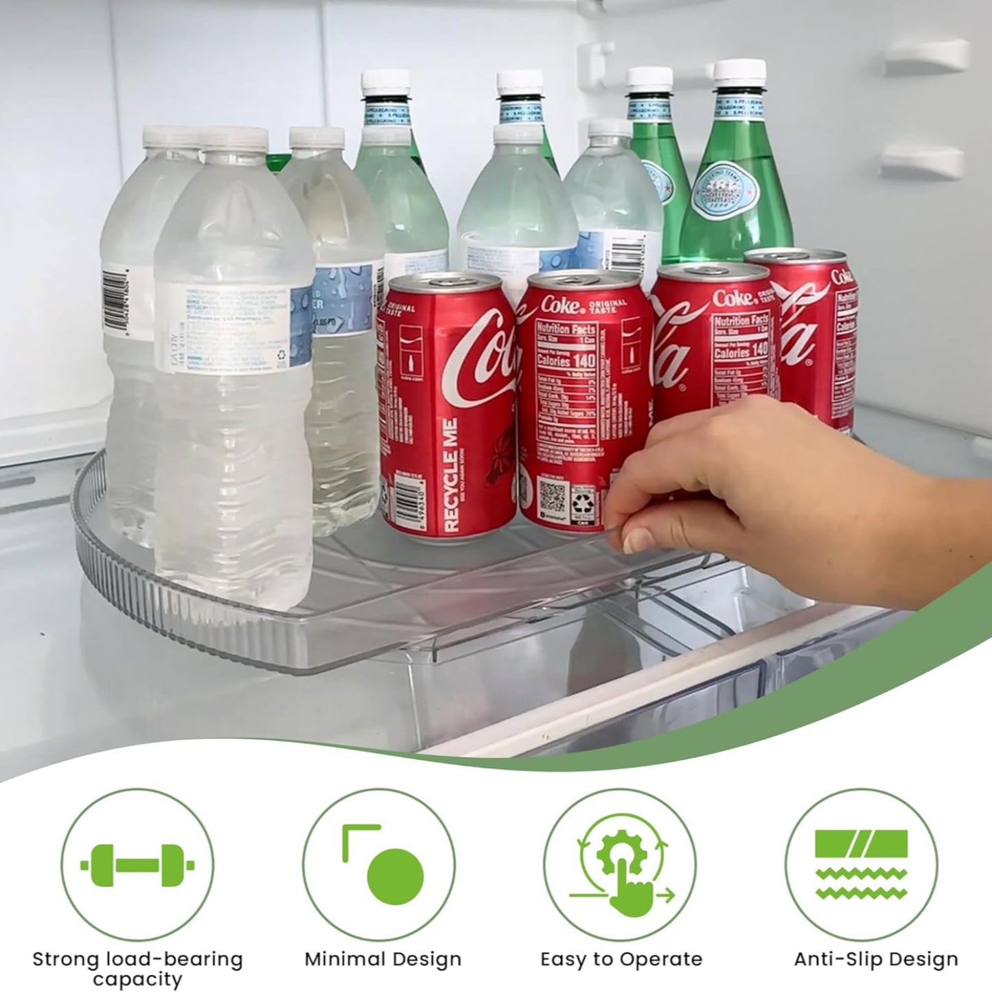 360° Rotating Lazy Susan – Rectangular Fridge Organizer for Easy Kitchen Storage