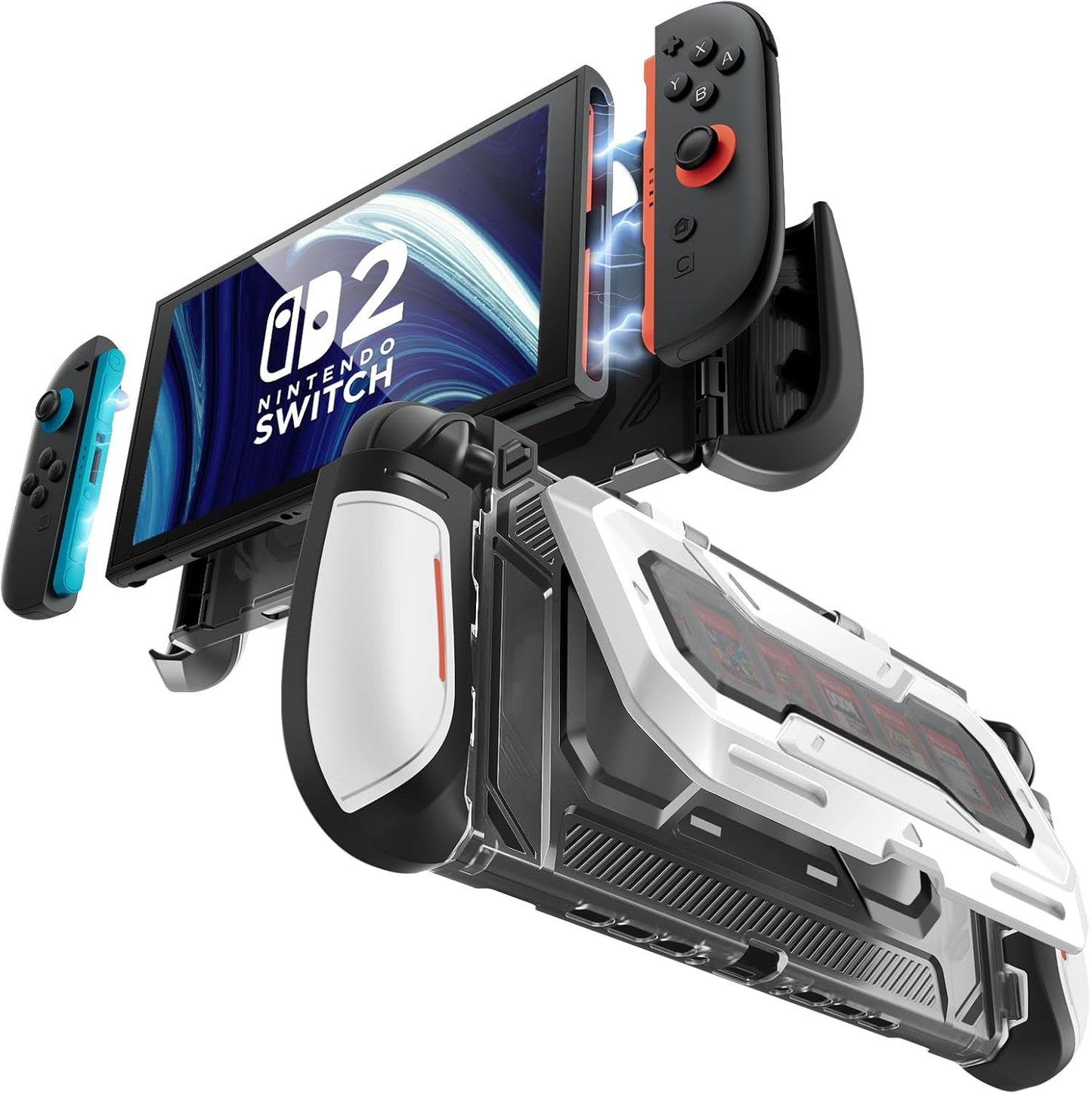 Dockable Grip Case for Nintendo Switch 2 – Flip Stand &amp; Game Card Storage