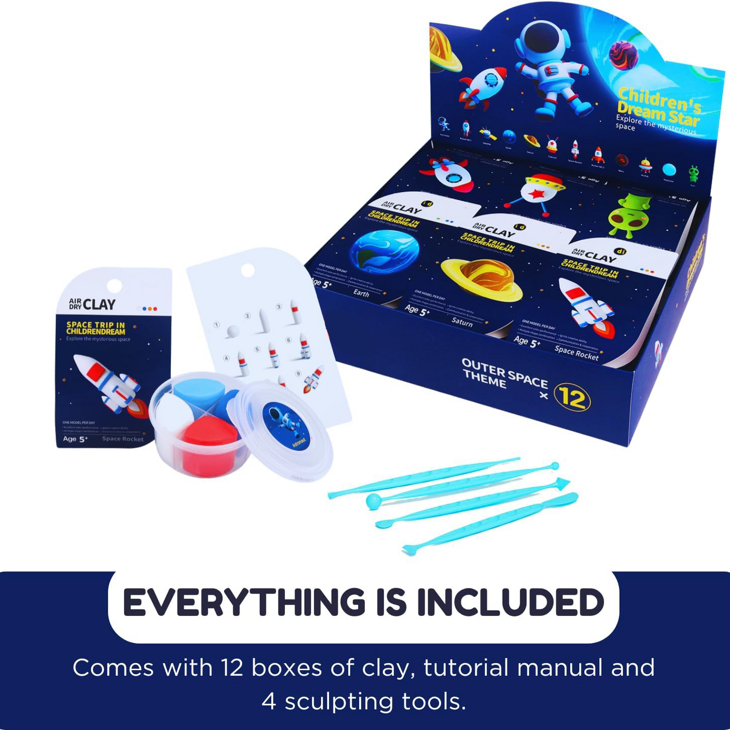 Air Dry Clay Kits – Ultra Light & Soft Modeling Clay with Tools and Tutorials for Kids