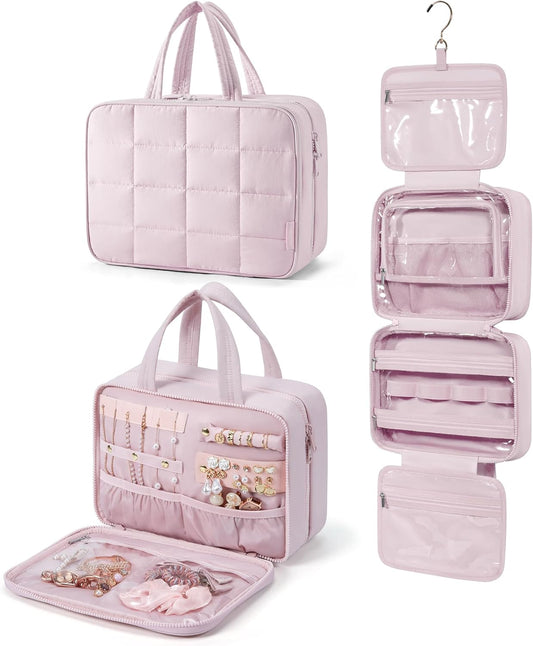 Travel Toiletry Bag with Jewelry Organizer – Puffy, Spacious & Stylish