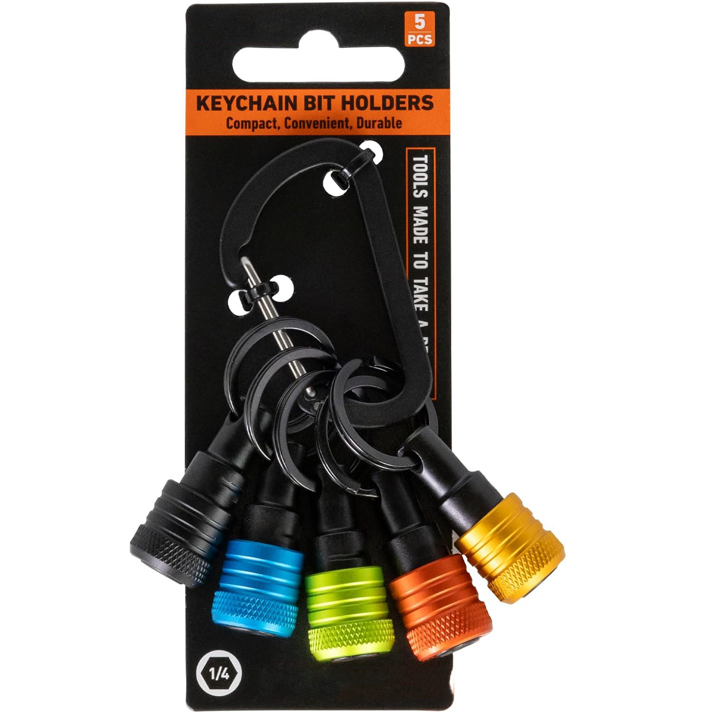 1/4" Hex Shank Quick Release Bit Holder with Keychain Carabiner