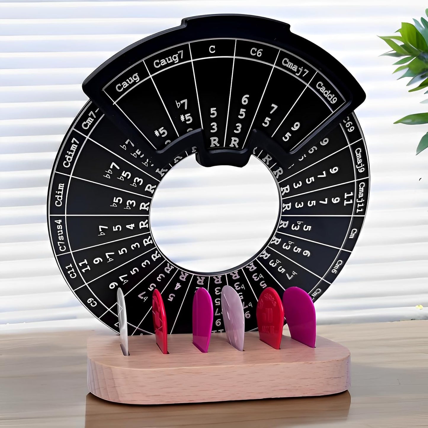 Circle of Fifths Metal Music Tool – With Guitar Chord Chart, Music Theory Book & Wooden Stand