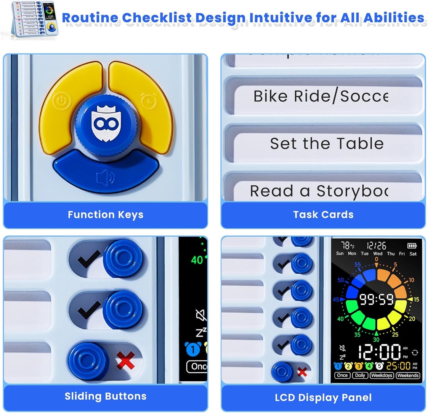 5-in-1 Visual Timer with Chore Chart – Silent Task & Pomodoro Timer for Kids & Adults
