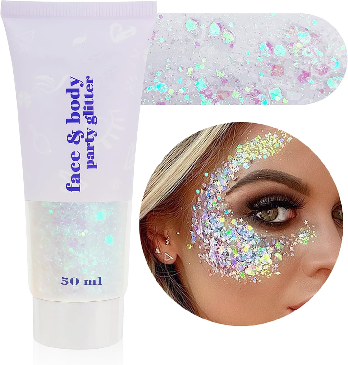 White Body Glitter Gel – Sparkling Festival & Party Accessory