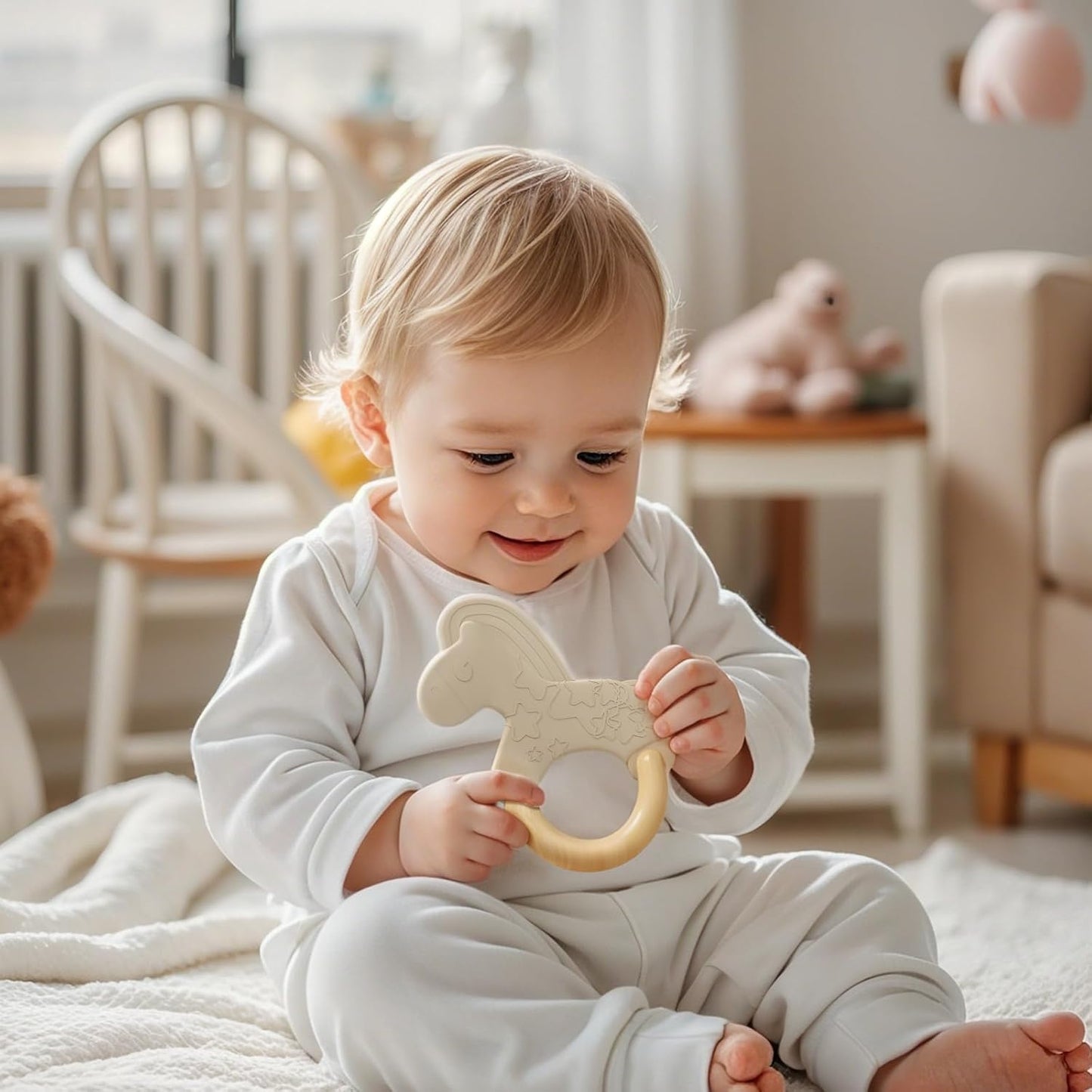 Baby Teething Toys with Rattles 10-Piece Silicone Rattle Toy Set