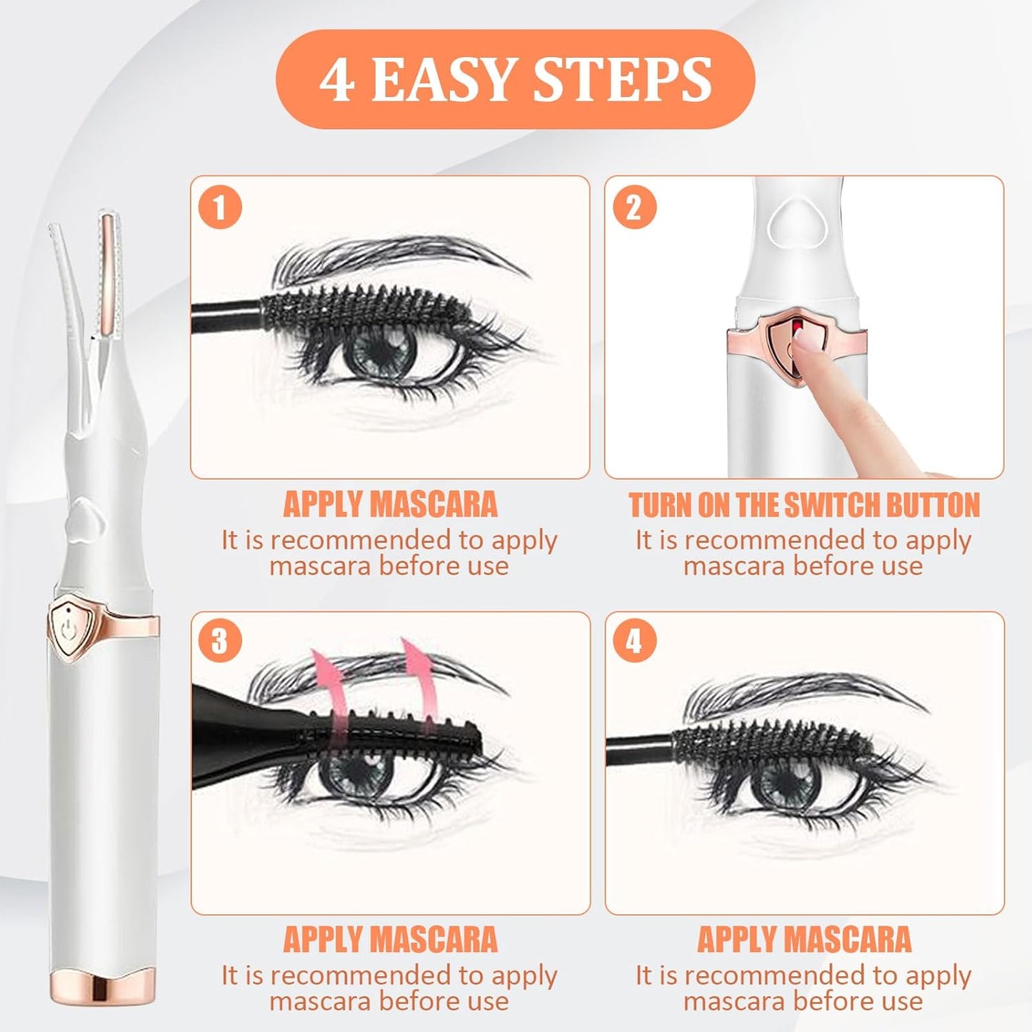 Portable USB Heated Eyelash Curler – 3 Temperature Modes for Long-Lasting Curls