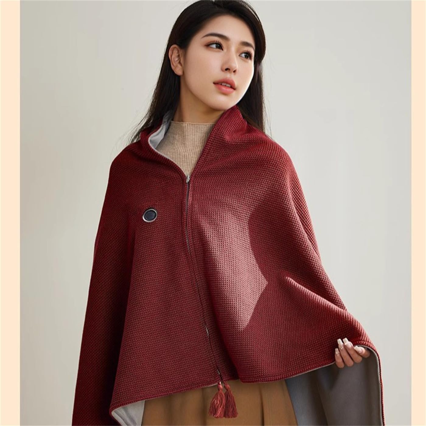 Portable Heated Shawl Blanket – Soft Zippered USB Electric Throw with 3 Heat Settings