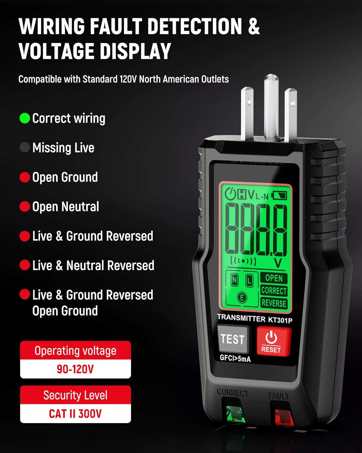 Circuit Breaker Finder – LCD Display, GFCI Tester, NCV Detection & Flashlight
