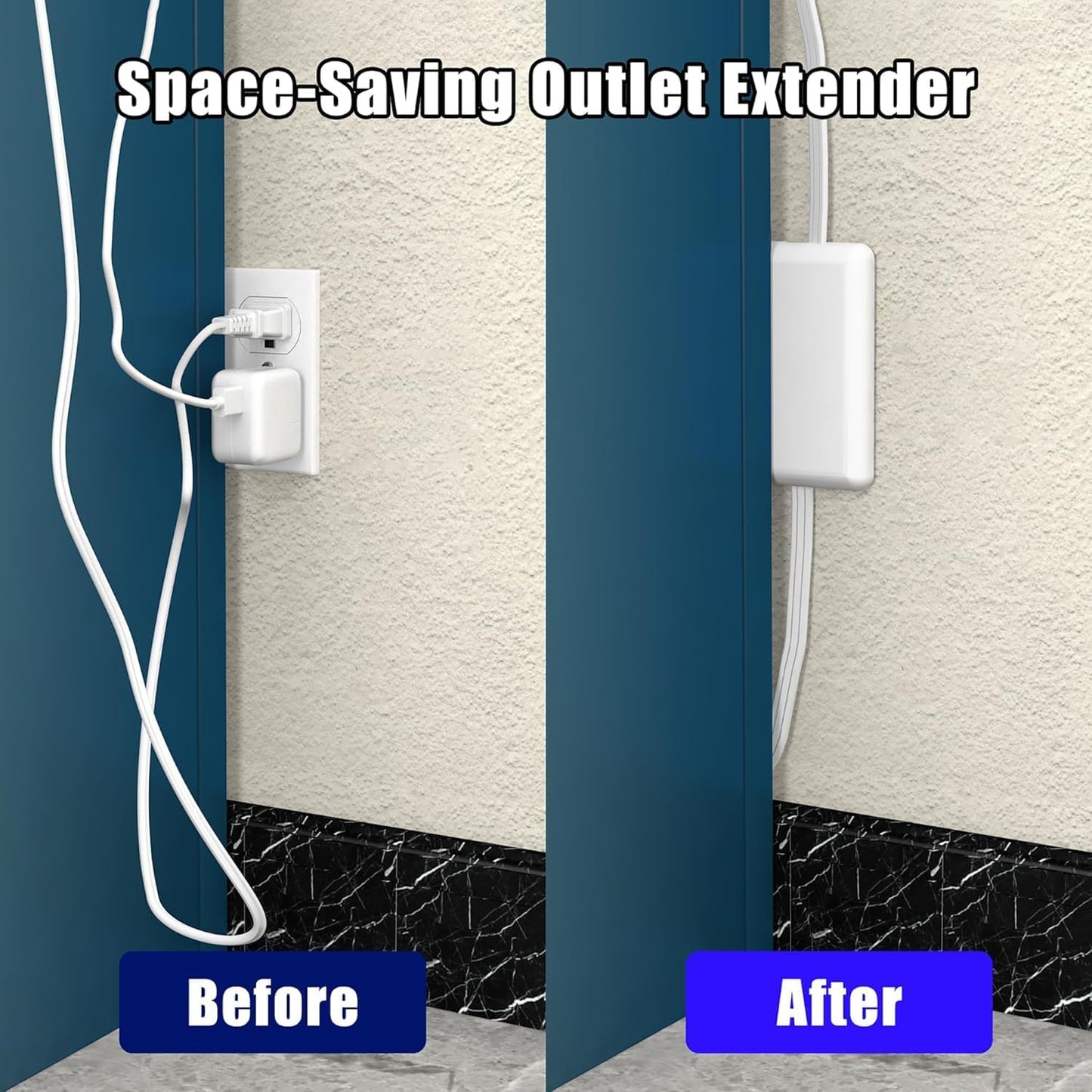 Dual 6FT Ultra-Thin Outlet Cover Extension Cord – Universal Socket Cover