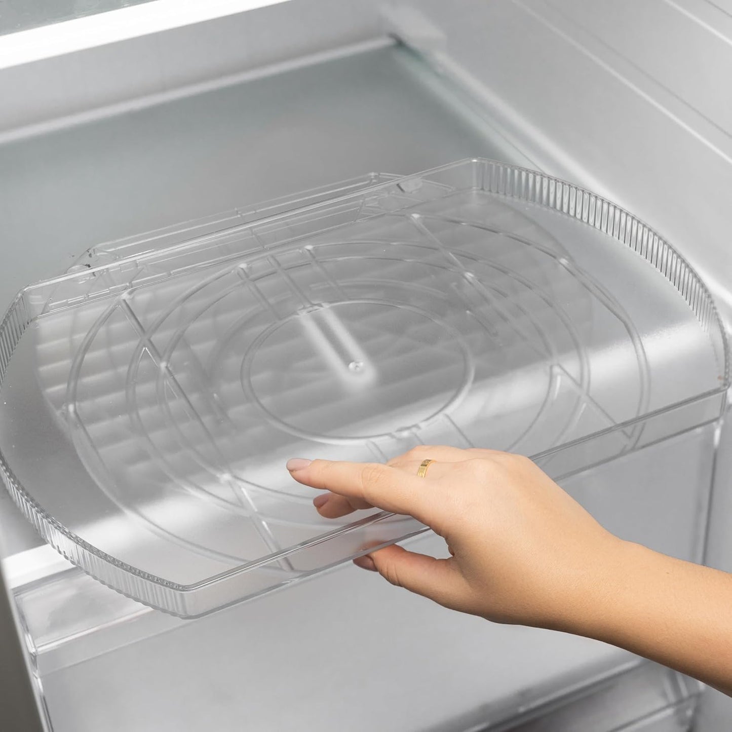 360° Rotating Lazy Susan – Rectangular Fridge Organizer for Easy Kitchen Storage