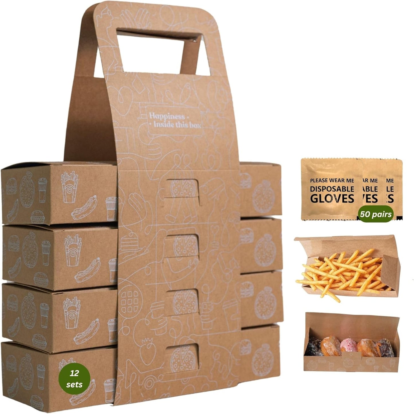 10-Pack Kraft Paper Pastry Boxes with Lids Leak-Proof, Microwave Safe, Stackable