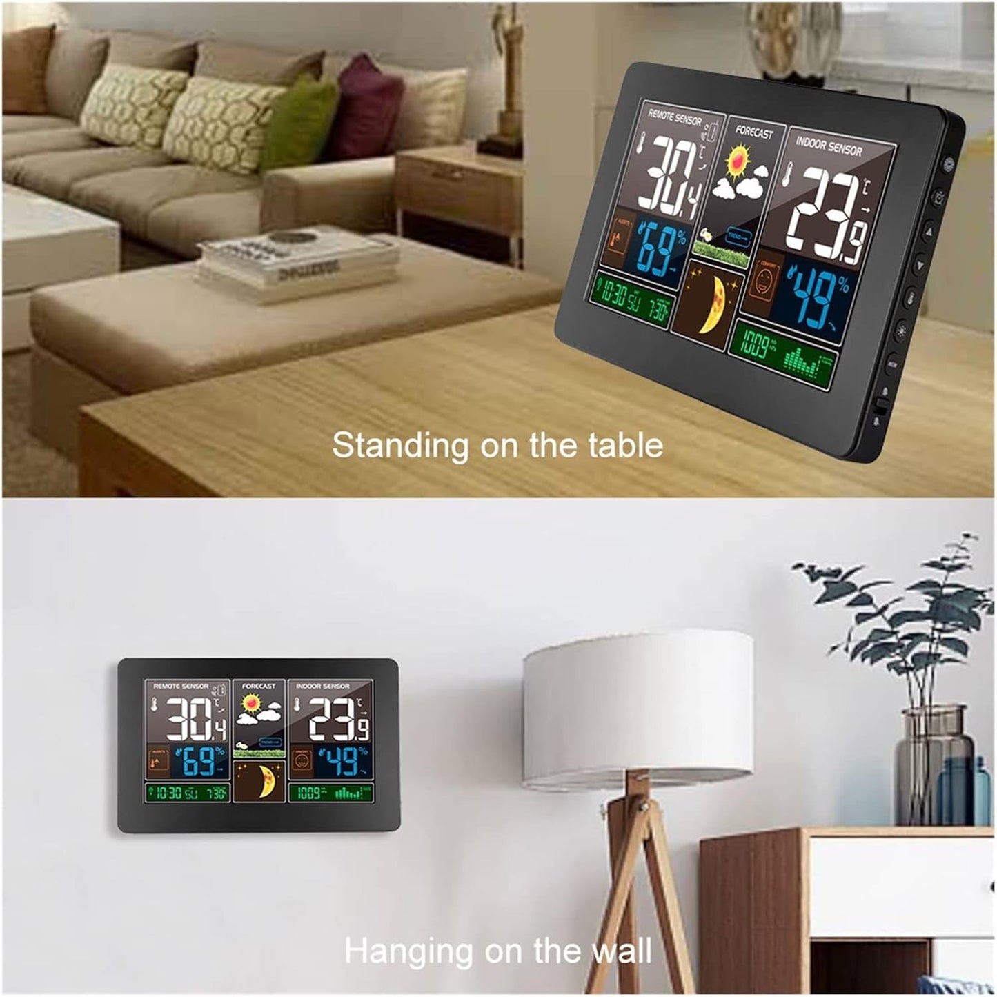 Wireless Weather Station – Indoor Outdoor Thermometer with Color Display & Atomic Clock