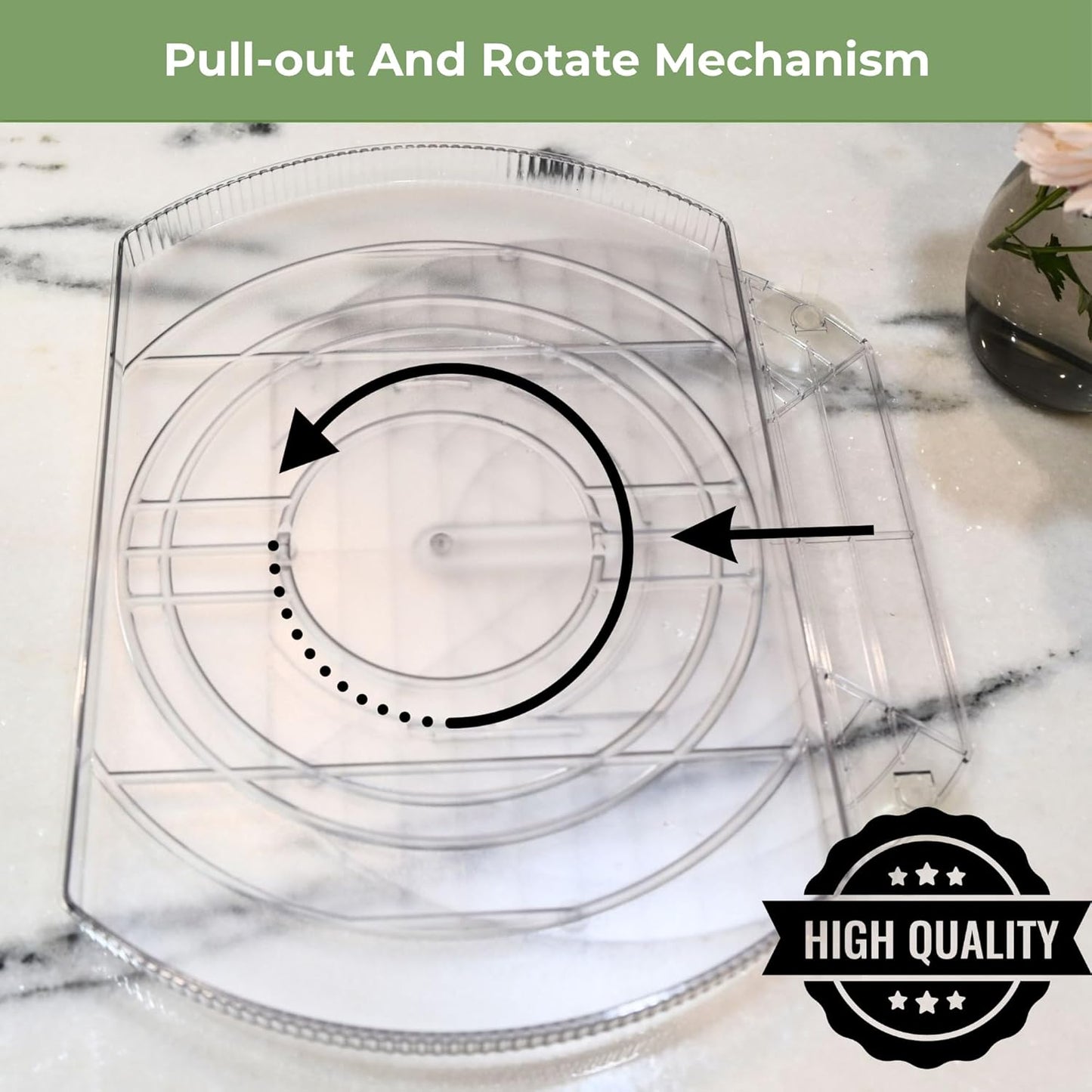 360° Rotating Lazy Susan – Rectangular Fridge Organizer for Easy Kitchen Storage