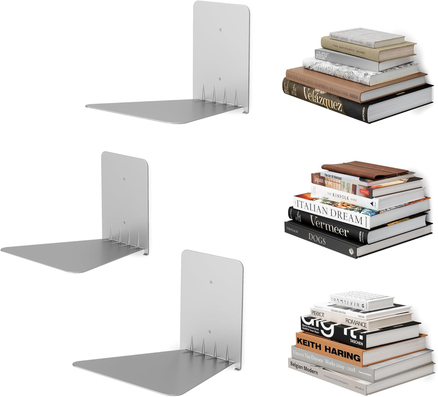 Sturdy Metal Wall-Mounted Bookshelf – Silver