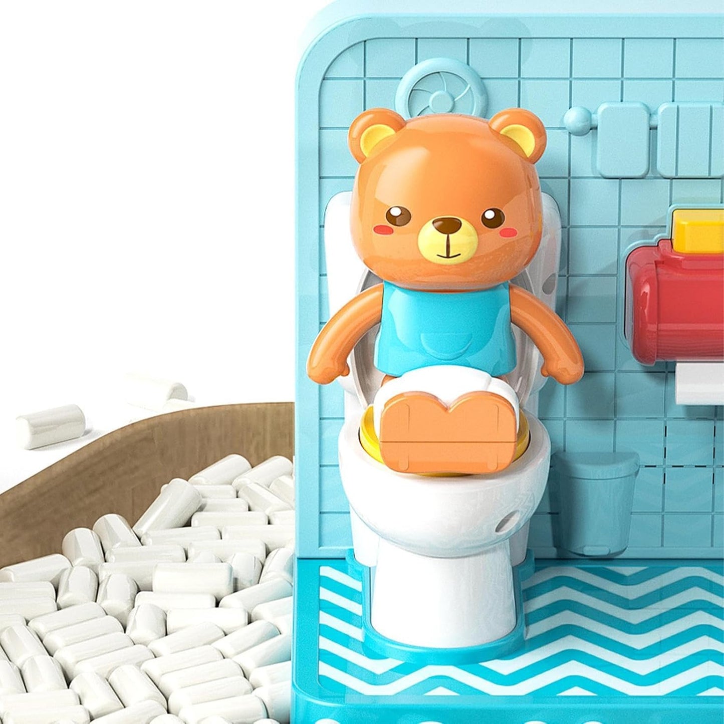 Mini Simulation Toilet Bathroom Toy Set – 3-in-1 Educational Interactive Playset for Toddlers