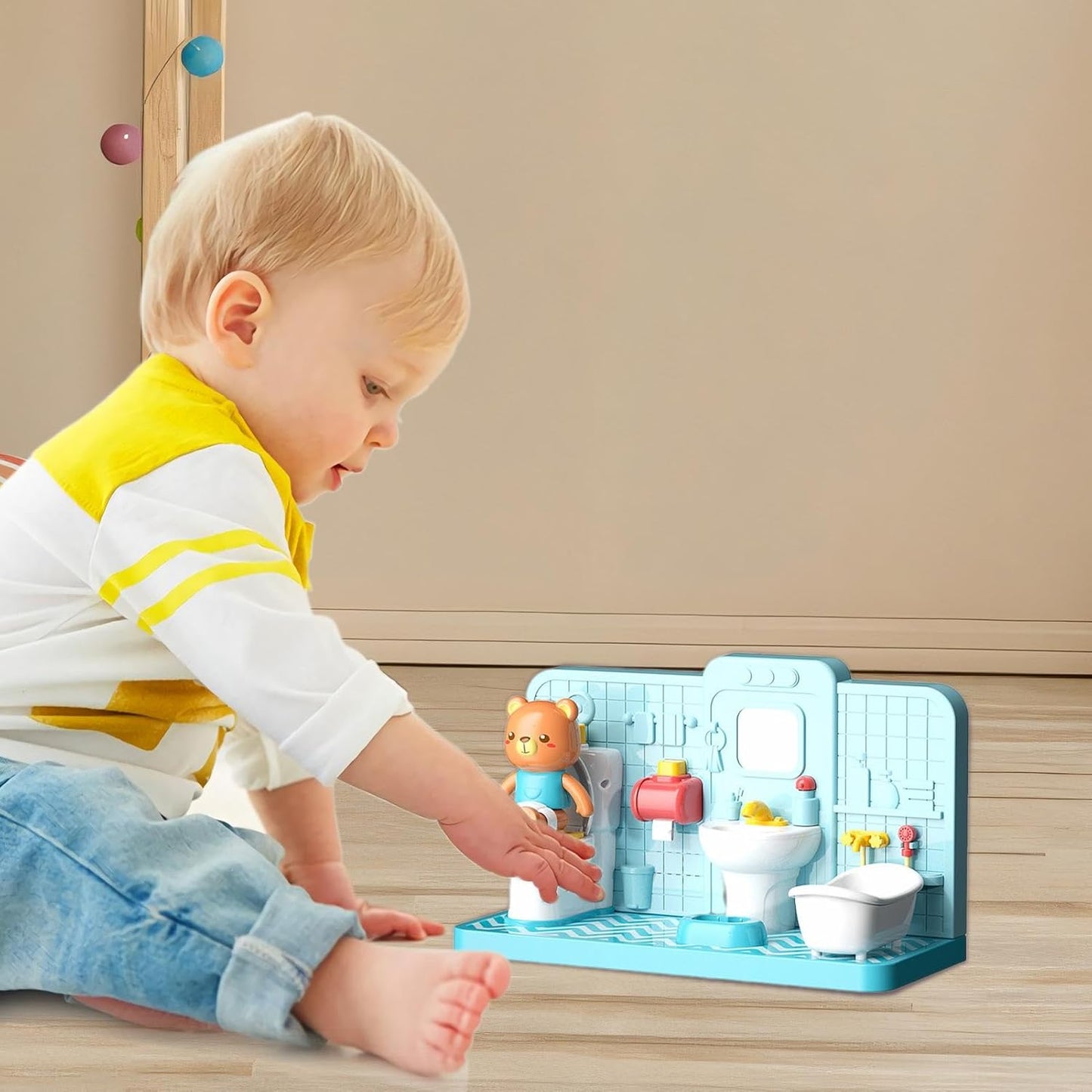 Mini Simulation Toilet Bathroom Toy Set – 3-in-1 Educational Interactive Playset for Toddlers