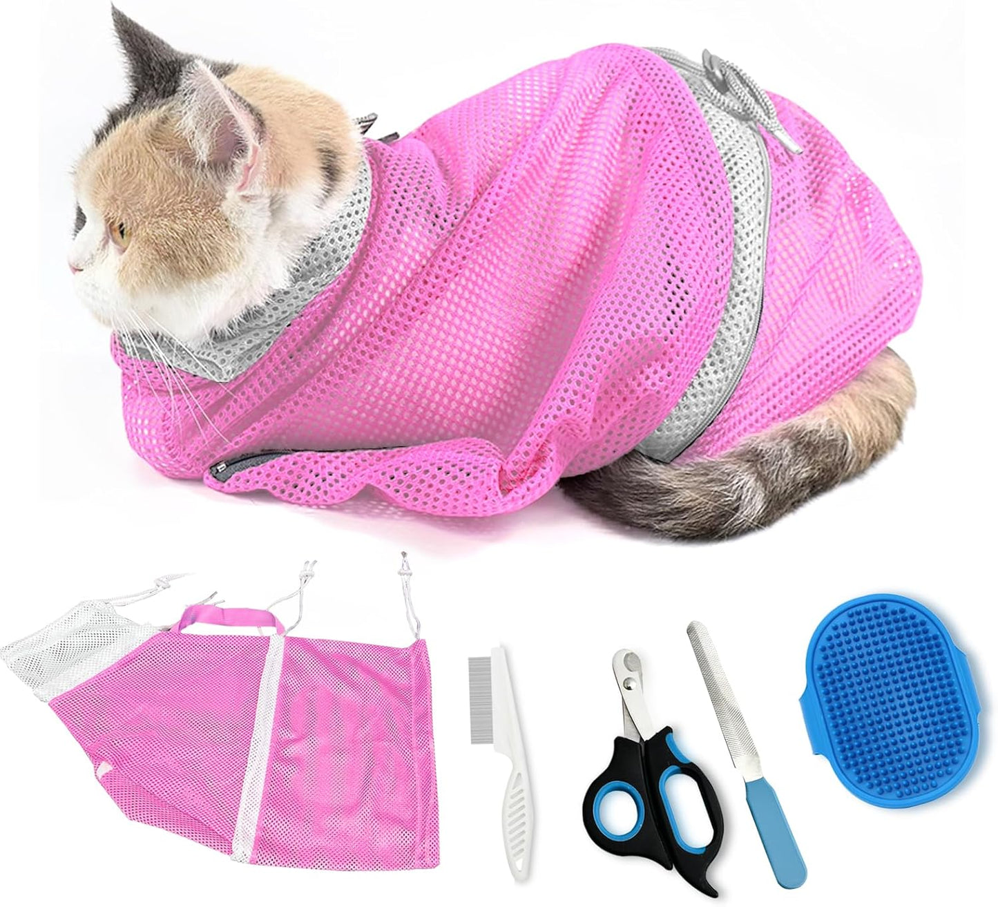Adjustable Multi-Functional Cat Grooming Shower Net – Pet Bath Bag