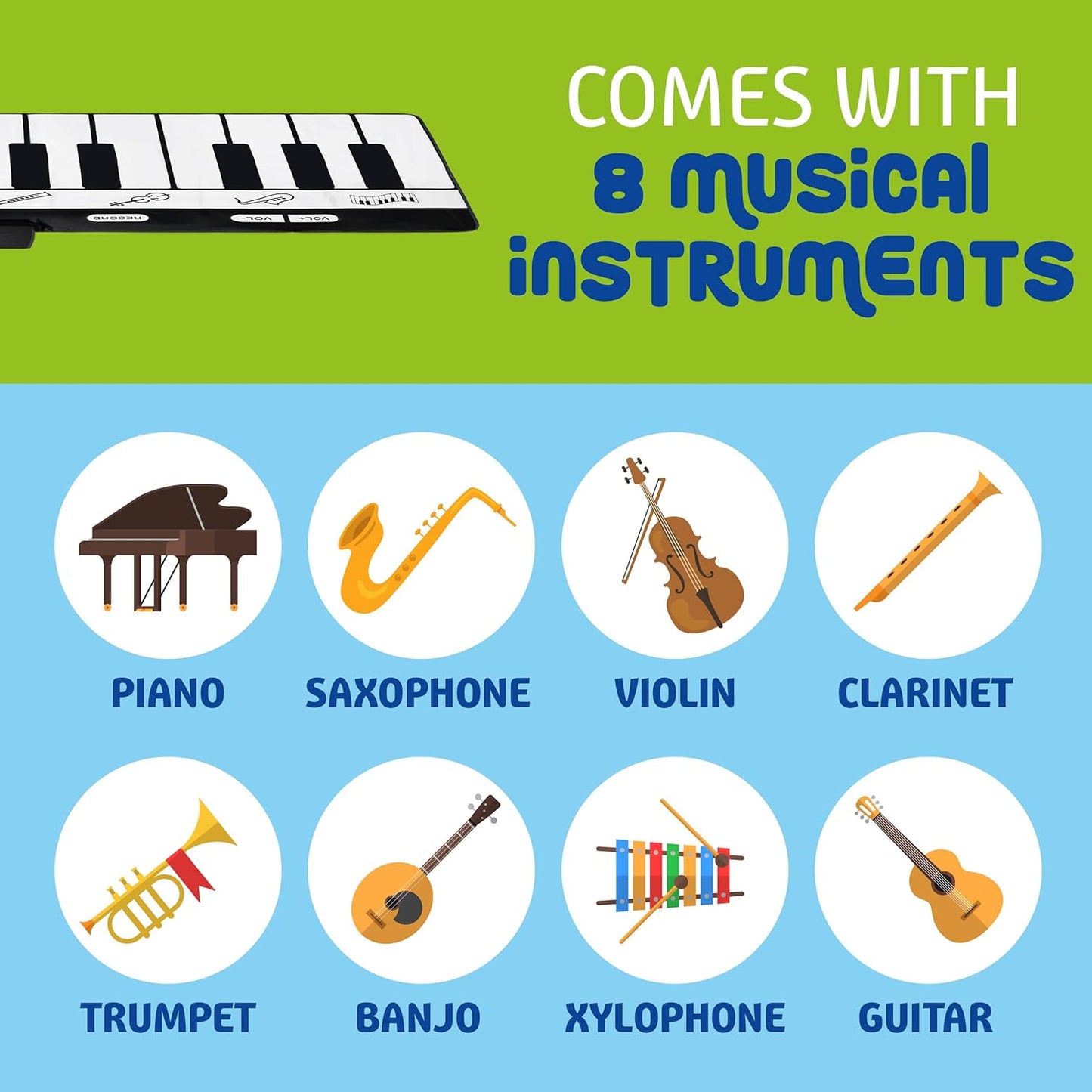 Giant Piano Mat for Kids – 24 Keys Floor Keyboard Play Mat