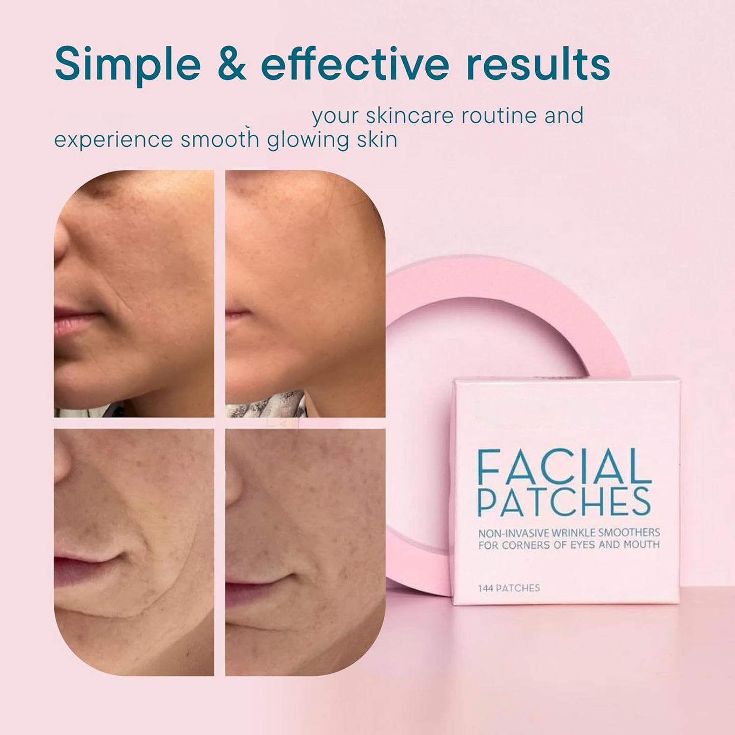 Anti-Wrinkle Facial Patches – Eye & Mouth Tape for Crow’s Feet & Smile Lines, 144 Pcs