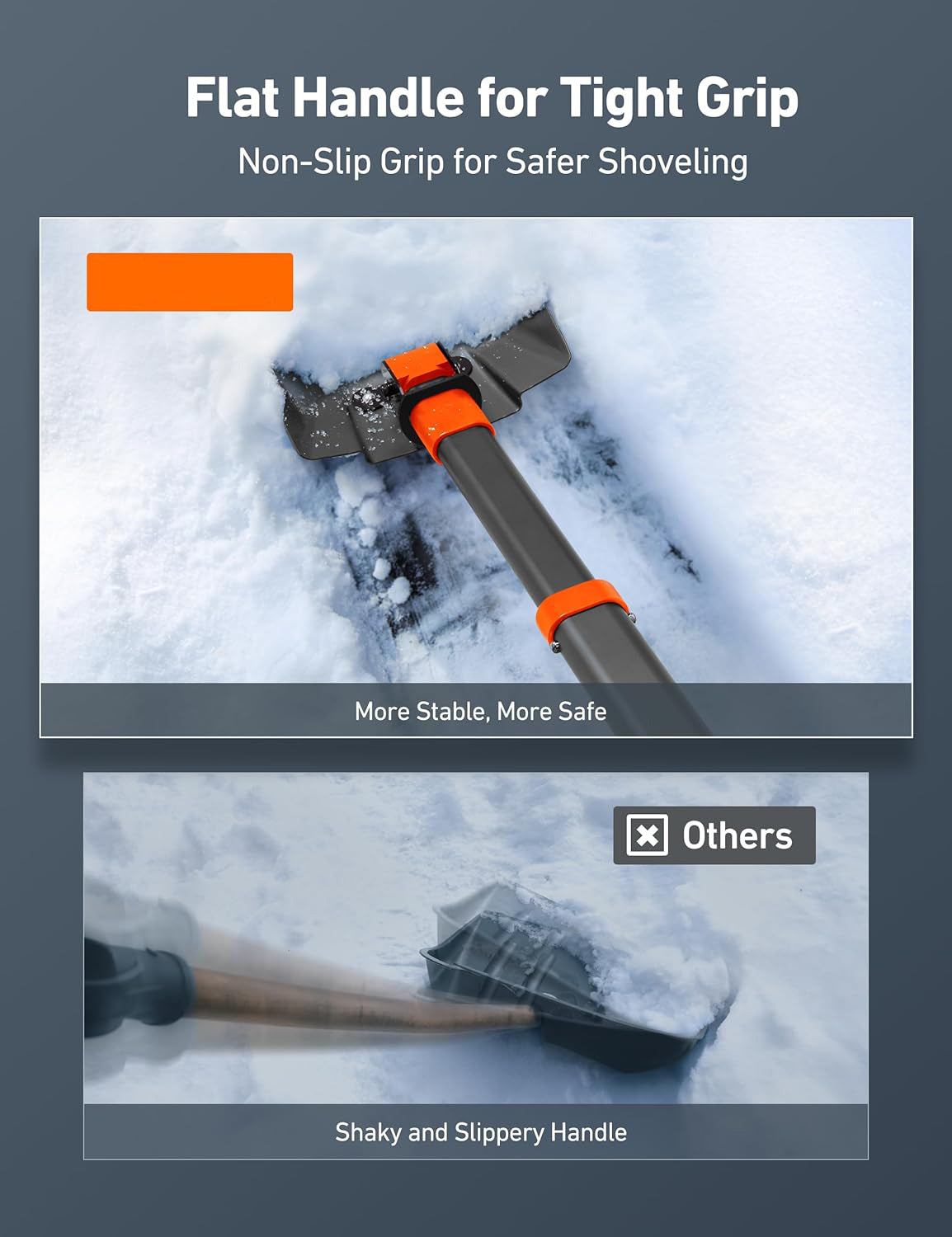 38.4-Inch Folding Snow Shovel – Telescopic Aluminum Handle, Reinforced Iron Hinge