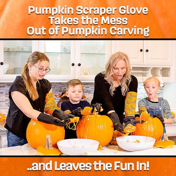 Pumpkin Gutting Glove Set for Halloween – Mess-Free Carving Innovation | Say Goodbye to the Mess, Carve Jack-o’-Lanterns with Ease