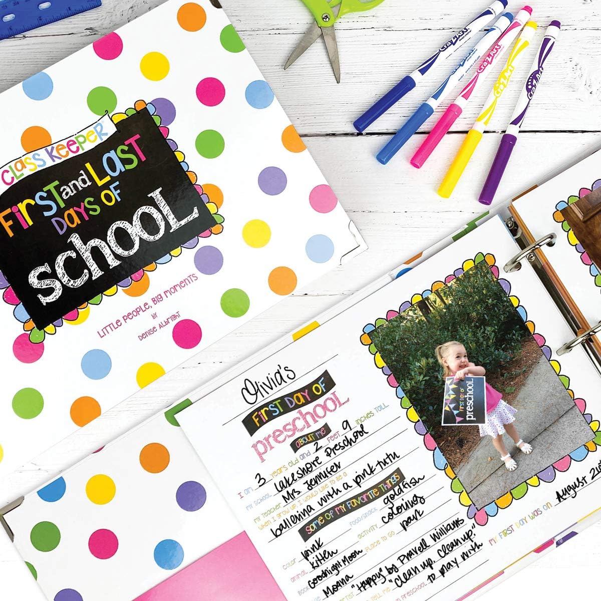 School Keepsake Kit – Soft Polka Dot Memory Book & Gift Box Set | From Preschool to College