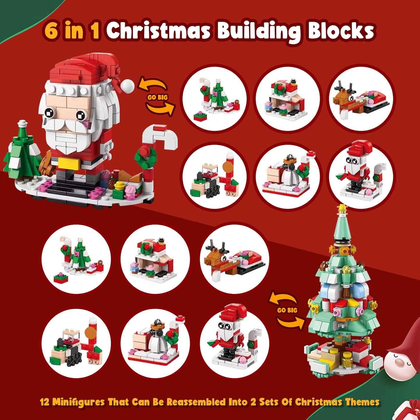 2025 Christmas Advent Calendar – 6-in-1 Santa & Tree Building Blocks