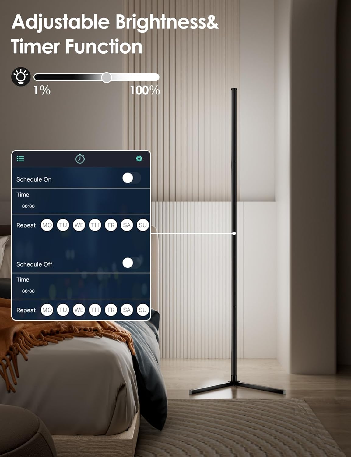 Modern Stand Floor Lamp with Music Sync