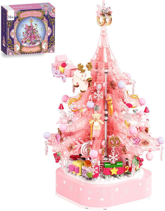 Christmas Tree Music Box Building Set – 675 PCS DIY Crystal Tree Construction Kit with Lights and Music