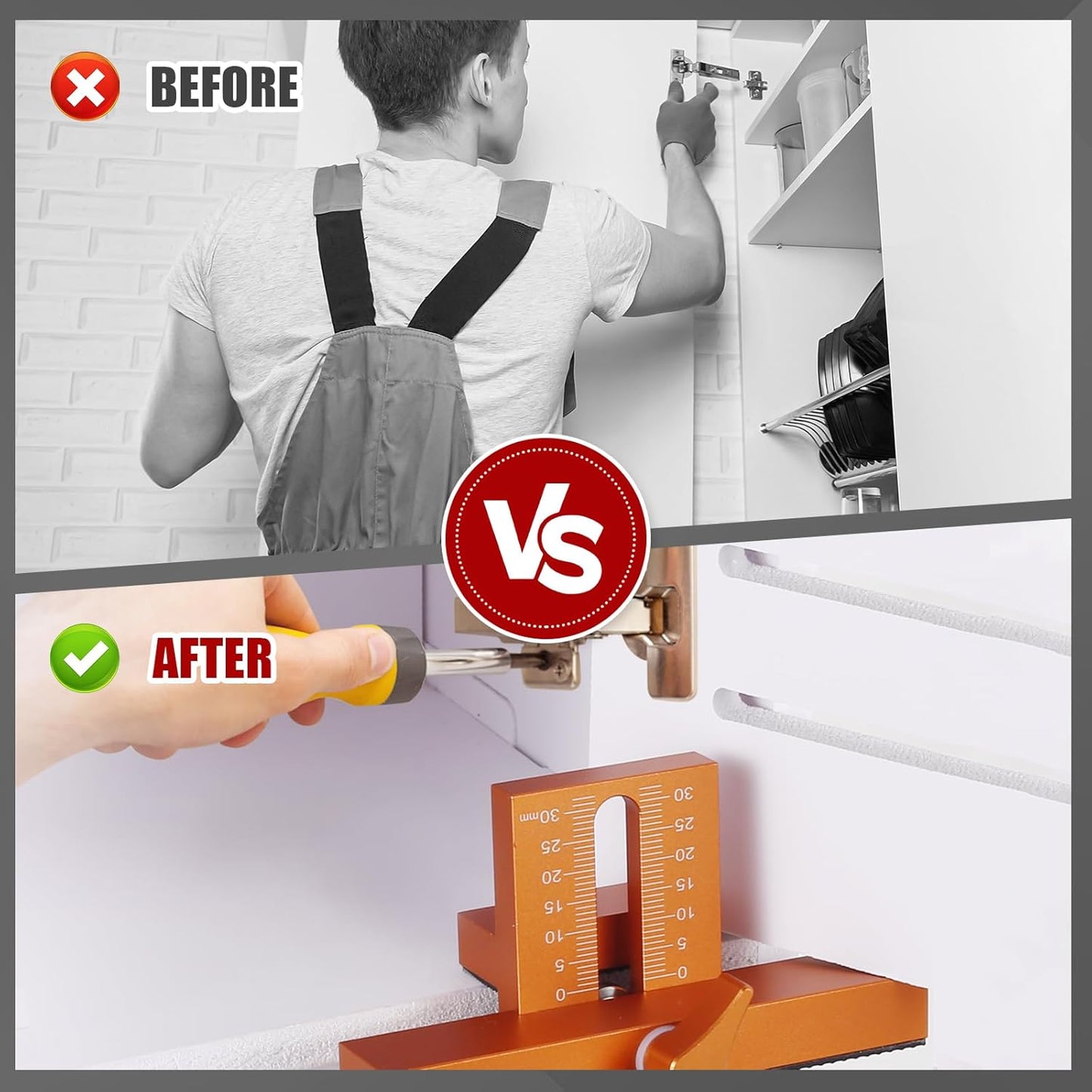 Cabinet Door Installation Jig – Adjustable Aluminum Alloy Drilling Locator