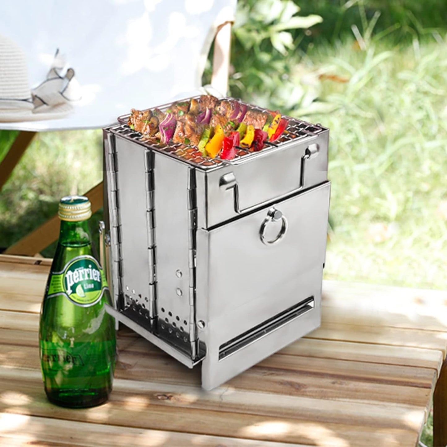 Firewood Stove – Stainless Steel Portable Charcoal Grill for Outdoor Cooking & Smoking