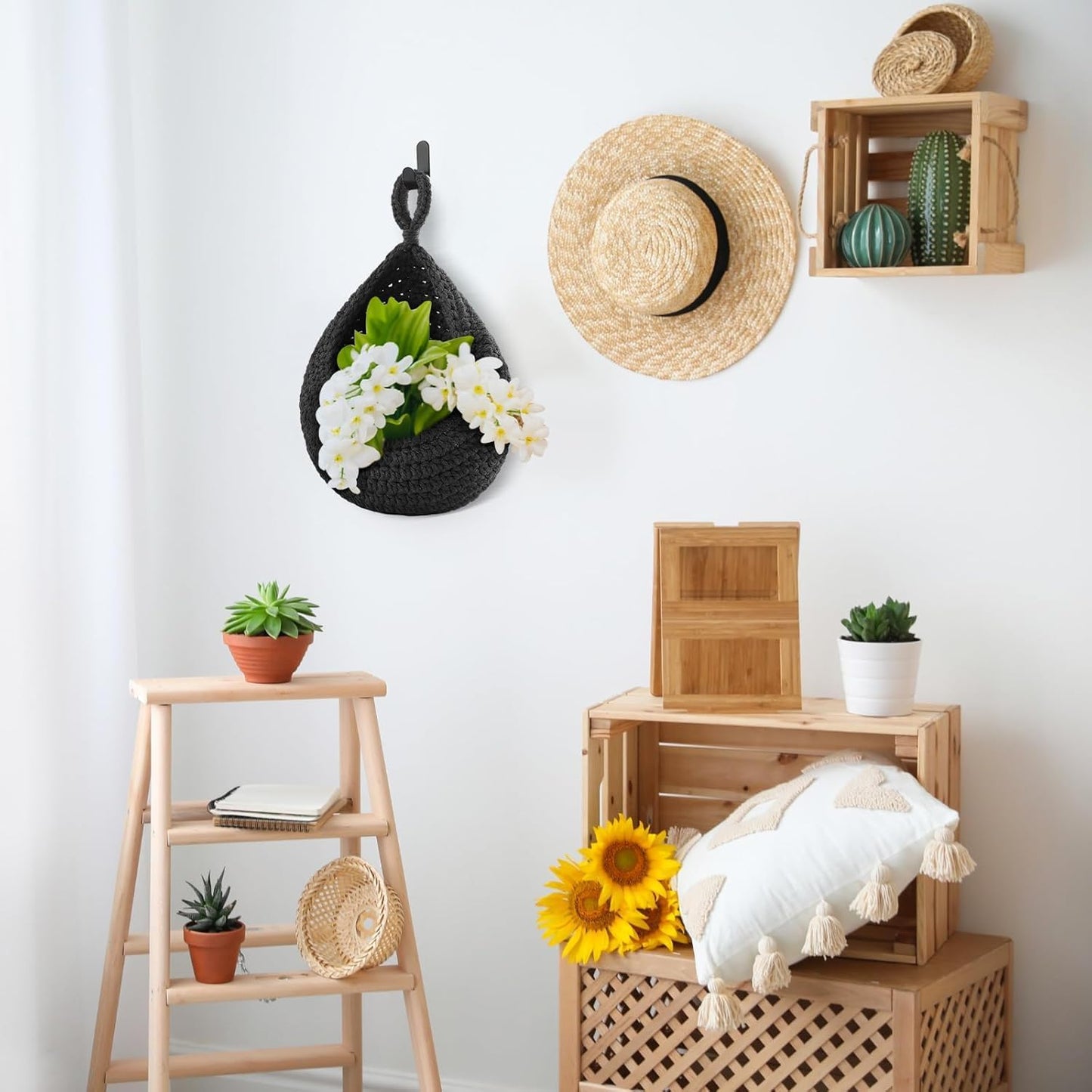 Wall Hanging Baskets – Boho Teardrop Cotton Storage for Vegetables & Fruits