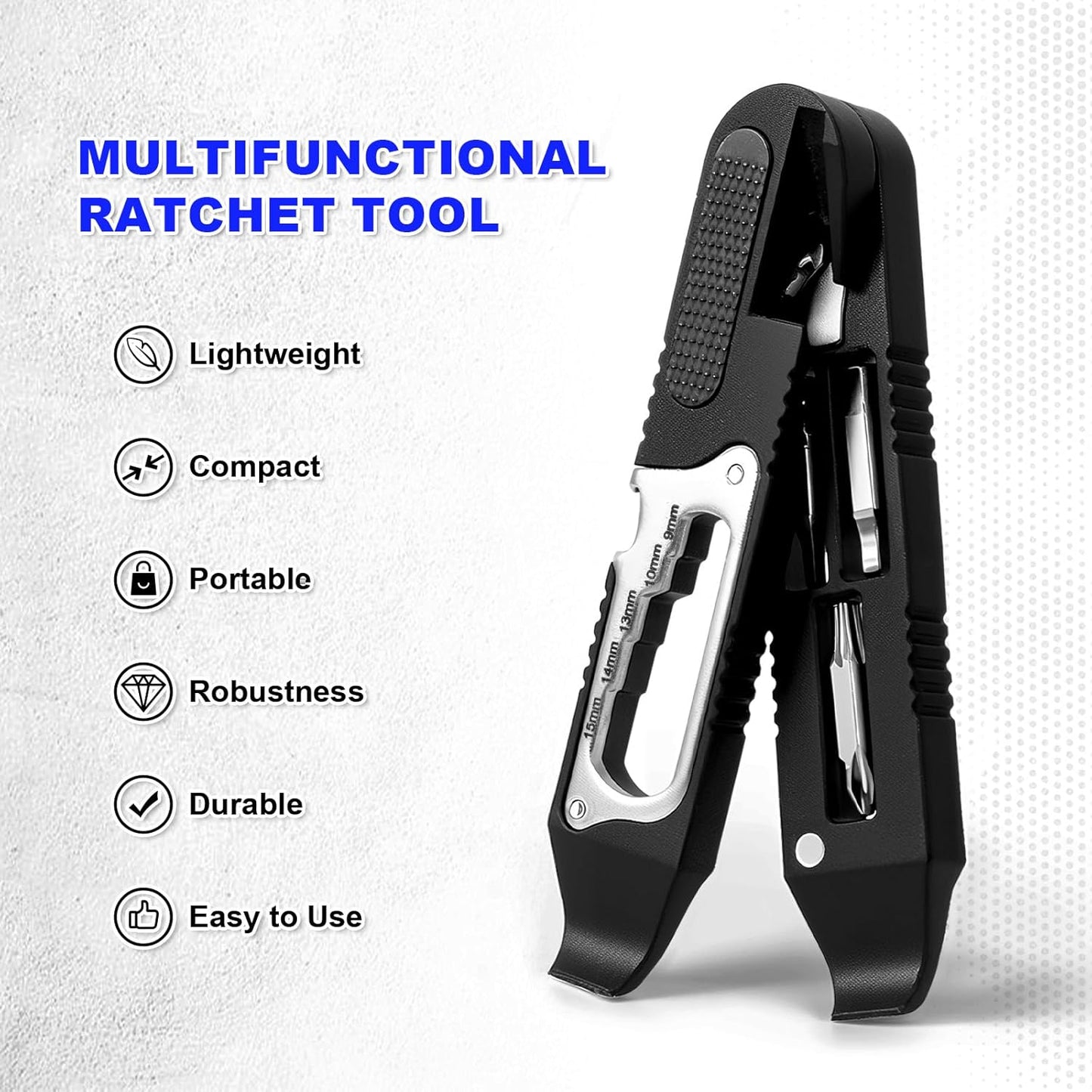 Bicycle Tire Lever Tool Set – 14-in-1 Portable Bike Multi-Tool with Mini Ratchet Wrench, Tire Levers