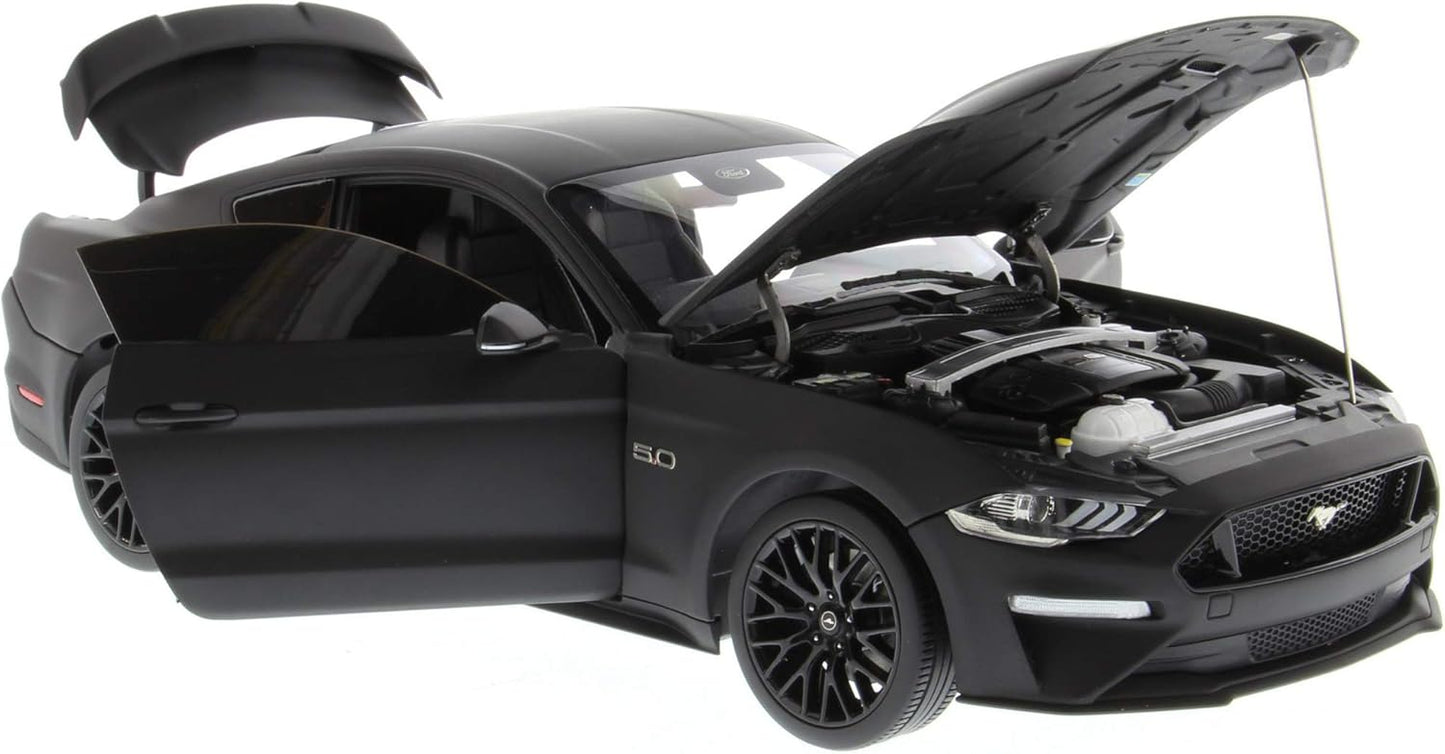1/18 Scale 2019 Mustang GT 5.0 Diecast Model Car Matte Black Collectible with Removable Parts