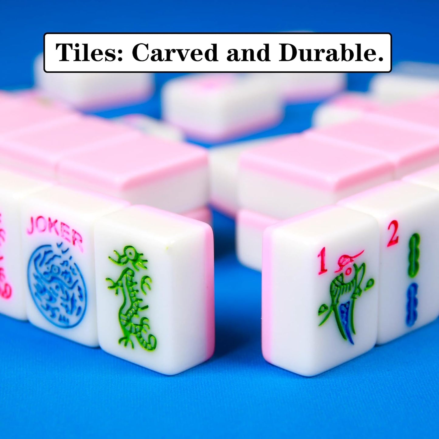 Pink American Mahjong Set – 166 Premium Tiles, 1.2-Inch Food-Grade Melamine Material
